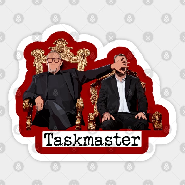 Taskmaster face slap with text Sticker by SmerkinGherkin